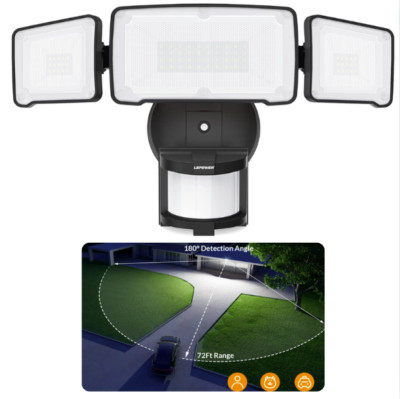 LED Motion Sensor Security Lights, 3 Head Motion Detected, 38W, 4200LM, Waterpro