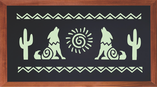 Stencil Joanie Howling Wolf Cactus Aztec Southwest Sun Hopi Border DIY Art Signs - Picture 4 of 11