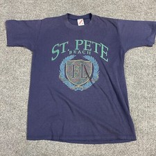 St. Pete Beach T-shirt S Blue Vintage Jerzees USA Made