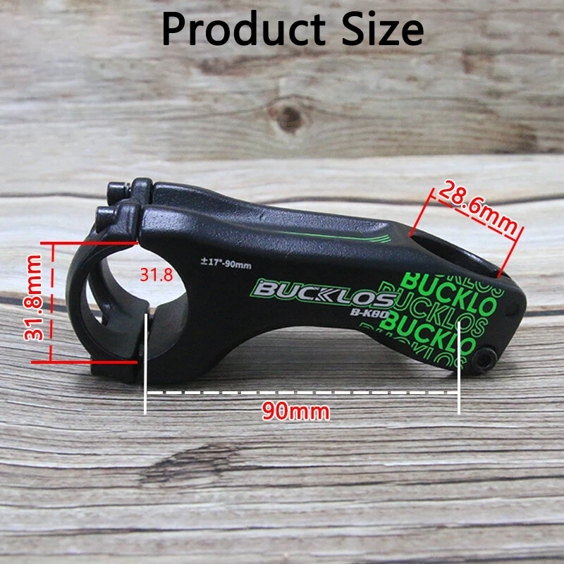 BUCKLOS 31.8mm Bike Stem 17 Degree MTB Road Mountain Bicycle 90mm Handlebar Stem - Image 4 of 4