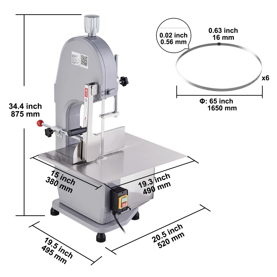 1500W Electric Meat Bone Saw Machine Commercial Frozen Meat Bandsaw Cut Butcher - Image 2 of 2