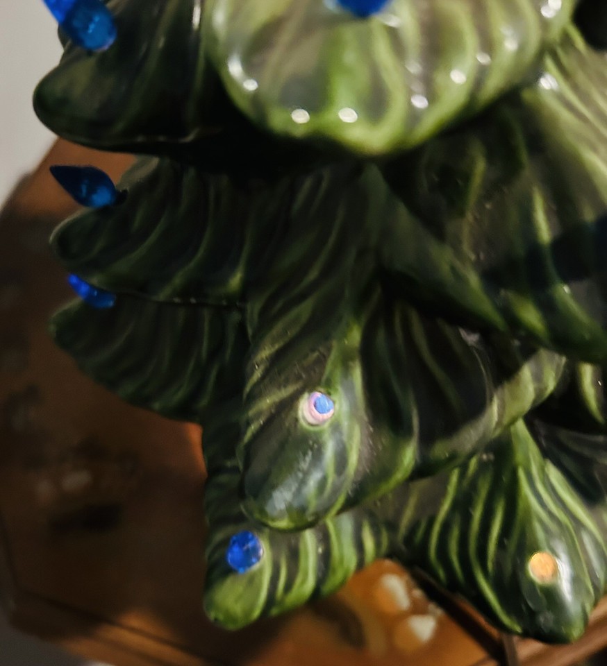 Vintage Light Up Ceramic Christmas Tree 13 “ W/ Blue Lights eBay