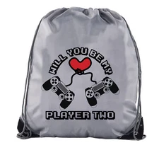 Gamer Valentine's Player Two Bags, Valentines Cinch Bags, Nice Drawstring Bags!