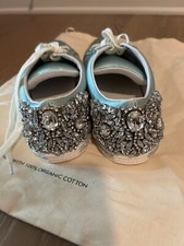 Badgley Mischka Blue Satin Rhinestone Athletic Shoes size 7 Wedding Athletic