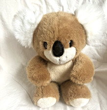 Vintage 1984 Dakin Brown Koala Plush Stuffed Animal 10" Tall Sitting White Ears