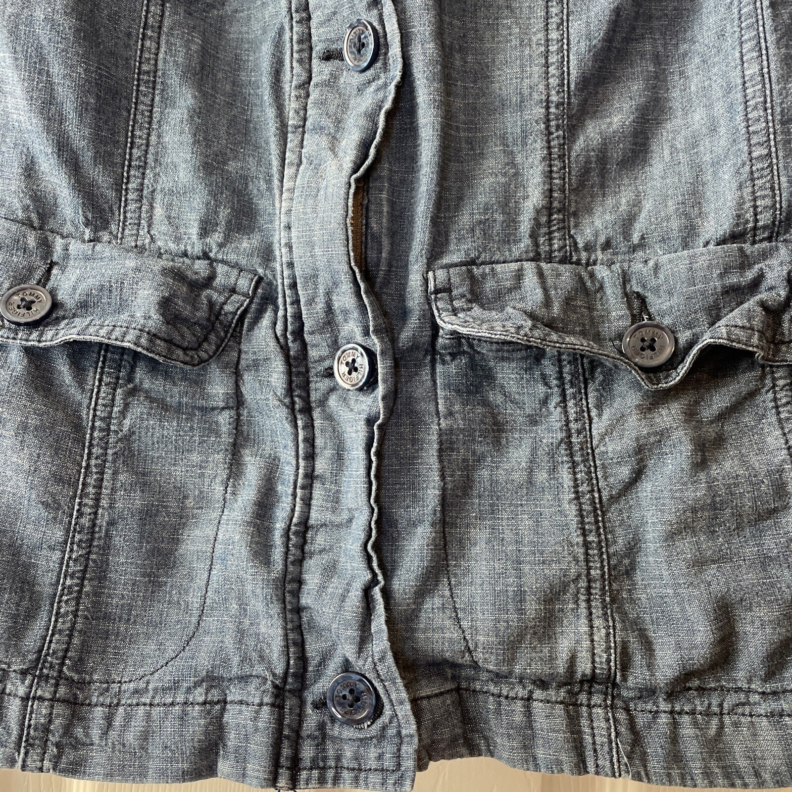 Tommy Hilfiger Jean Jacket S Lightweight Full Zip Button Up Pockets Back Slit thumbnail 5