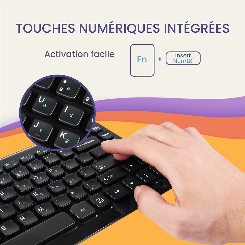 Periboard-407 Mini Clavier USB Filaire AZERTY - Clavier Chiclet Avec 11 Touch... - Bild 4 von 4