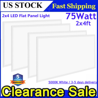 2x4 FT LED Flat Panel Troffer Light 75W 8400lm Drop Ceiling Light Recessed 4Pack