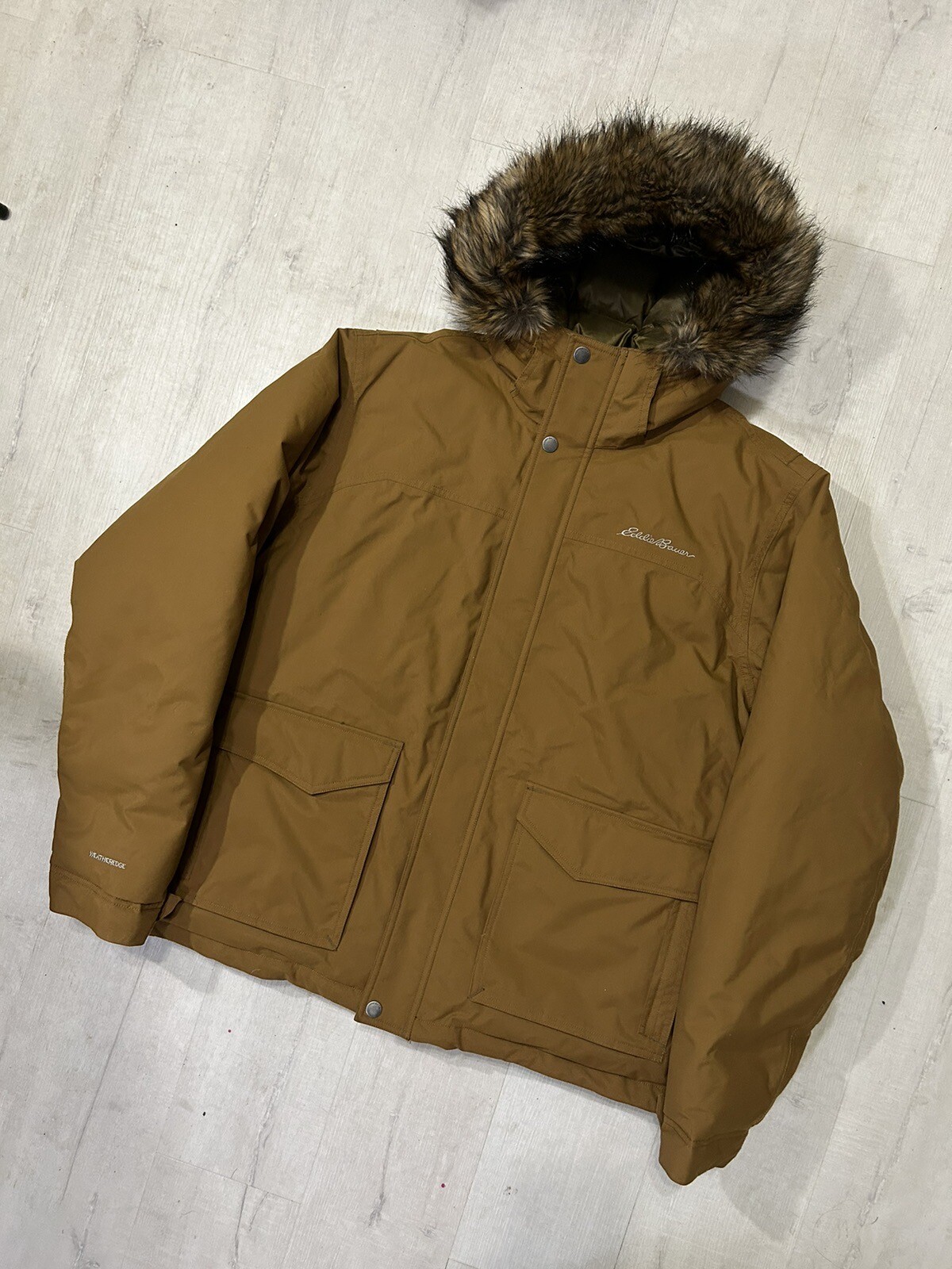 EDDIE BAUER WEATHEREDGE Goose Down Parka JACKET MENS … Gem