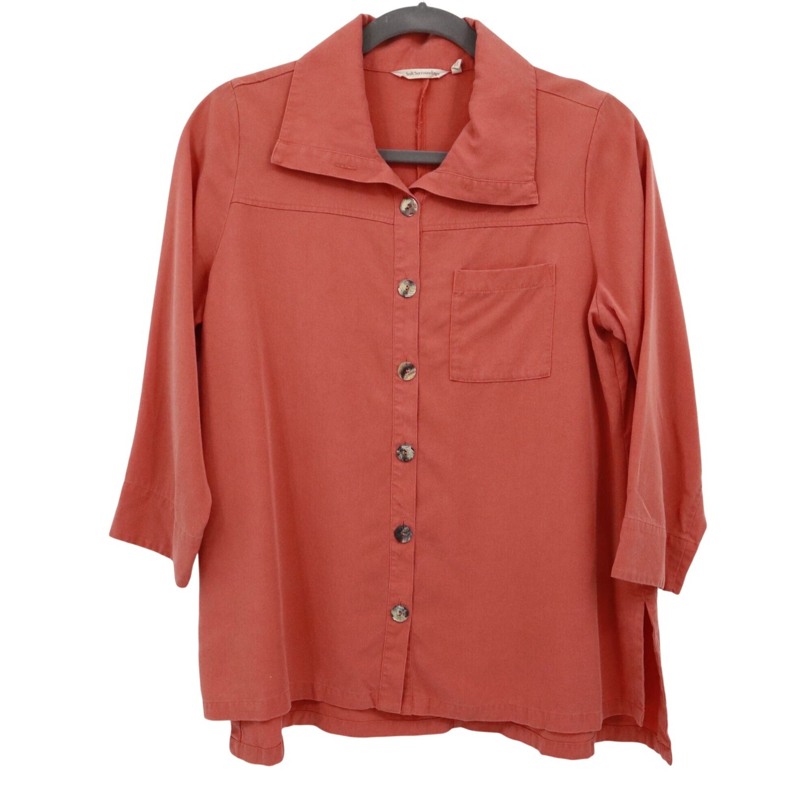 Soft Surroundings Tencel Top Womens XL Orange Casual Classic Lagenlook Layering