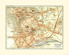 Historic Map - Bergamo Italy - Bertarelli 1914 - 28.68 x 23 - Vintage Wall Art
