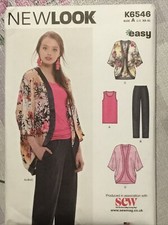 New Look K6546 sewing pattern Kimono Top Vest Top Trousers  US Sz XS - XL UNCUT 
