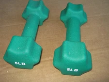 5lbs Hex Neoprene Dumbbell Green Pair New