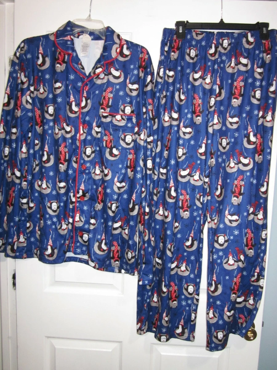 NITE NITE MUNKI MUNKI 2 PC PENGUIN PRINTED HOLIDAY PAJAMA SET