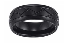 Triton 8.0mm Comfort Fit Diamond Cut Black Tungsten 10 1/2 EUC Wedding Band Nice
