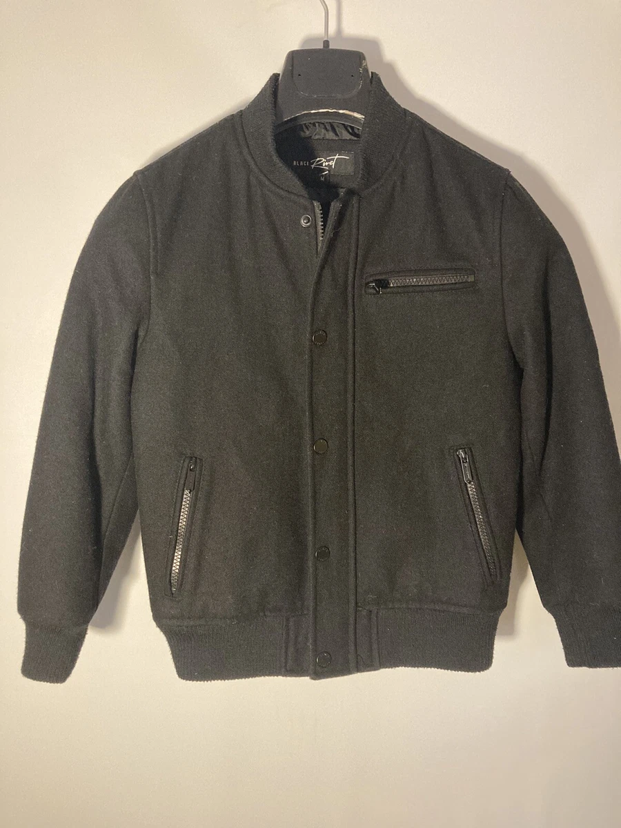 Black Rivet Womens Size M Wool Blend Insulated Varsity Bomber Jacket in Black