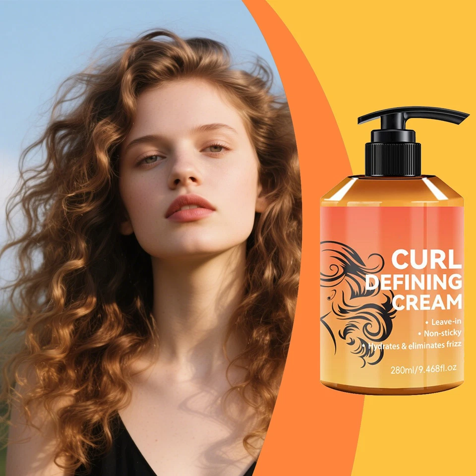 Crema para cabello rizado 280 ml crema potenciadora de rizos de cabello ondulado loción de larga duración  Foto 4 de 4