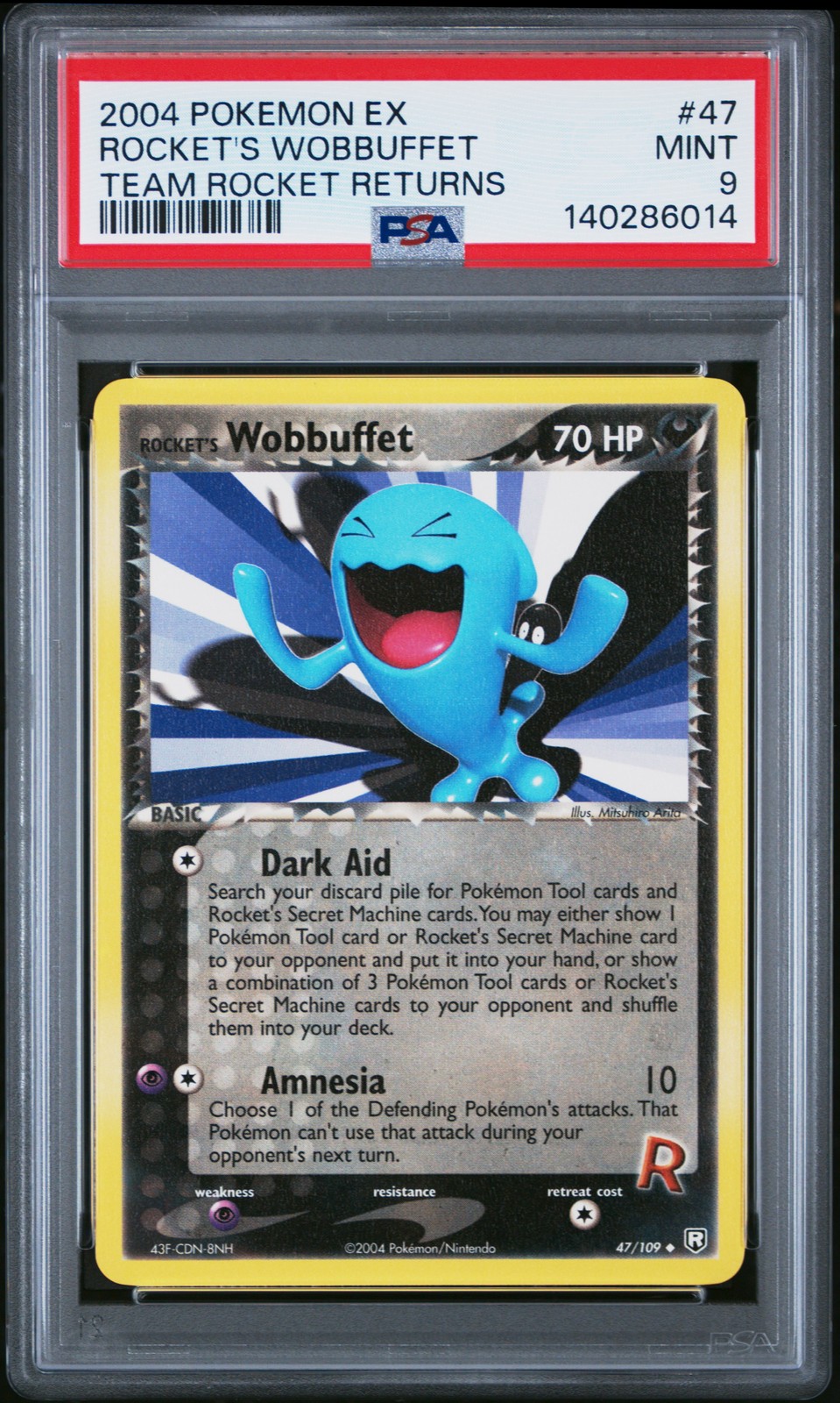 2004 POKEMON EX TEAM ROCKET RETURNS #47 ROCKET'S WOBBUFFET PSA 9