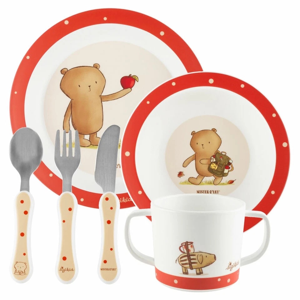 sigikid Mister O Lui Geschirr Set rot 6-tlg. Kindergeschirr Kinder Teller Becher - Bild 2 von 4