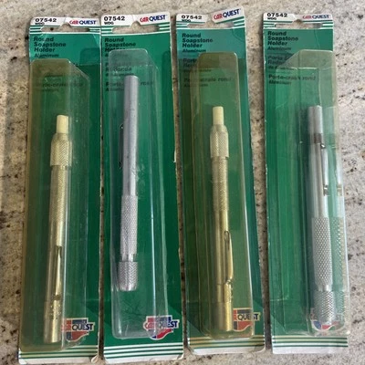 (4) New CARQUEST Round Soapstone Holders (Aluminum) W/Pocket Clip - #07542