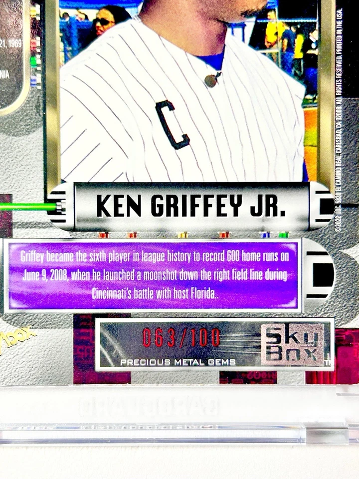 2022 Skybox Metal Ken Griffey Jr PRECIOUS METAL GEMS PMG RED /100 SP - HOF SP - Image 4 of 4