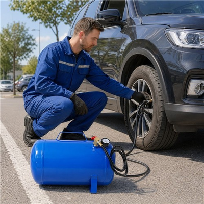 #ad Portable Metal 5 Gallon Air Tank w Pressure Gauge Carry Handle Tire Hose Chuck $53.89
