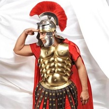 Roman Gladiator Armor Costume Muscle Chest Plate And Red Cape Spartan Warrior