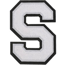 3PCS 4-1/2 Chenille Letter S Patch, Iron On, Black Edge, Large, Varsity
