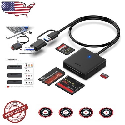 Memory Card Reader, Benfei 4In1 Usb 3.0 And Usb-c To Sd Micro Sd Ms Cf