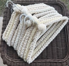 Handmade Vintage Neutral Padded Crochet-Covered Hangers