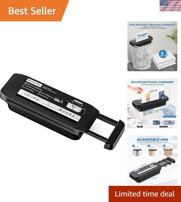 Effortless 7-Sheet Mini Paper Shredder with Extendable Arm and Jam Proof Feature