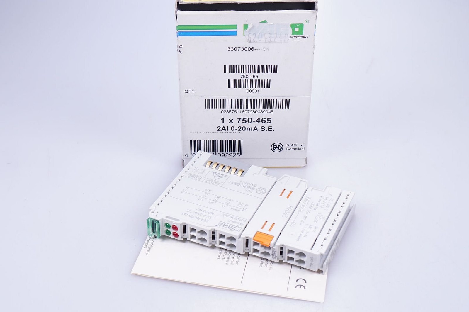 Wago 750-465 2-Channel Analog Input Terminal 0-20mA 12-Bit Single-Ended