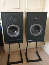 Heybrook HB1 Speakers with Stands (Black) – Refoamed – Excellent Sound