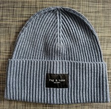 rag & bone Steel Blue Ribbed Knit Hat With Lo...