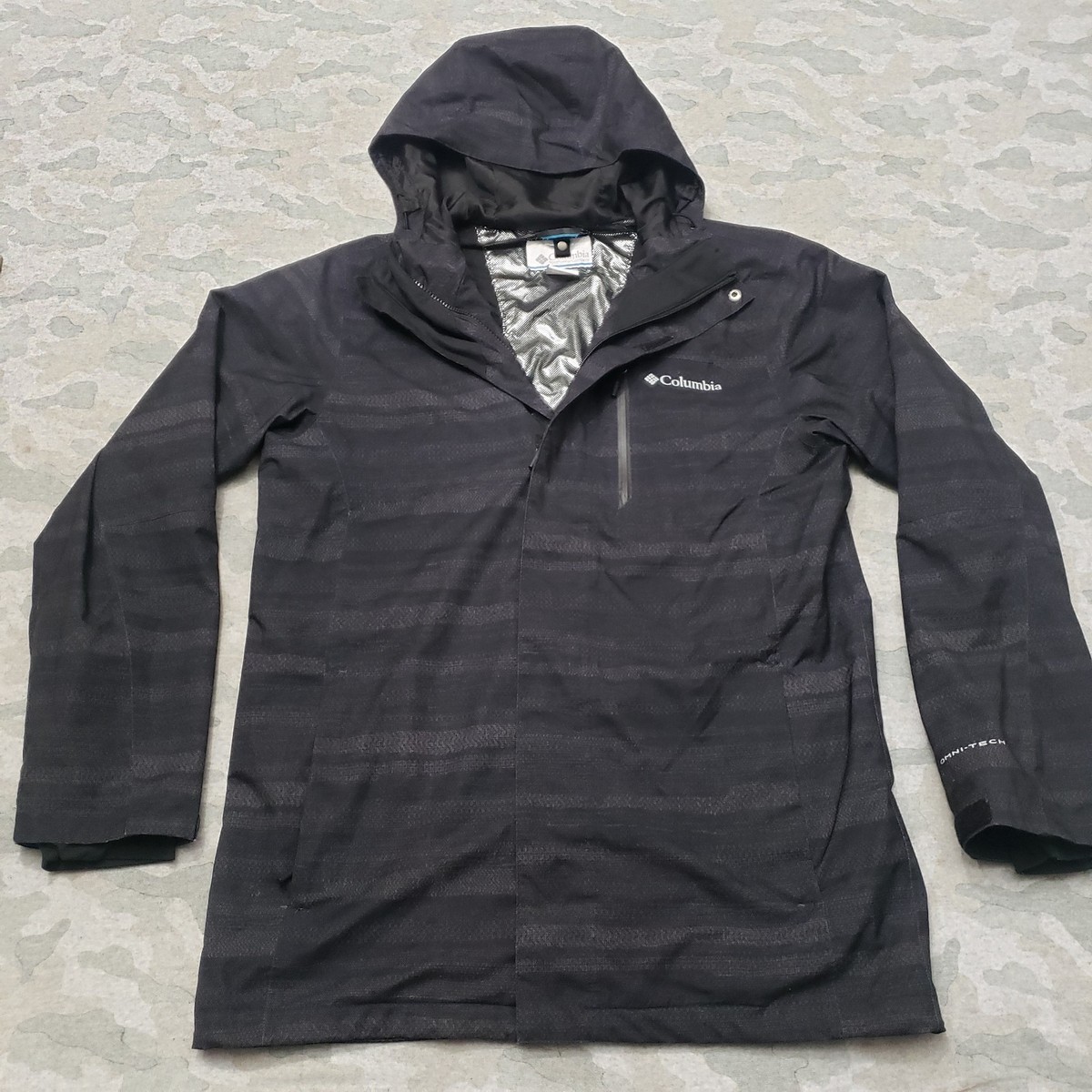 Columbia Jacket Mens Small Black Omni-Tech Full Zip Hooded 