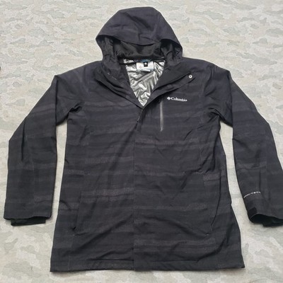 Columbia Jacket Mens Small Black Omni-Tech Full Zip Hooded Outdoors