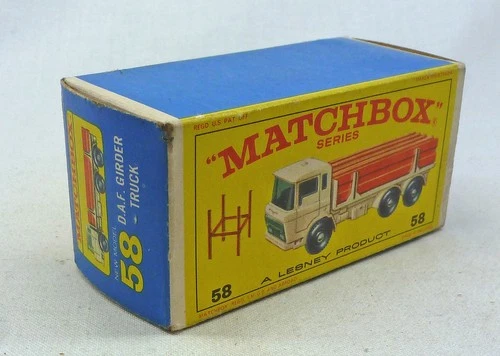 Lesney Matchbox MB58c DAF Girder Truck ORIGINAL Empty E4 Type Box with "NEW"