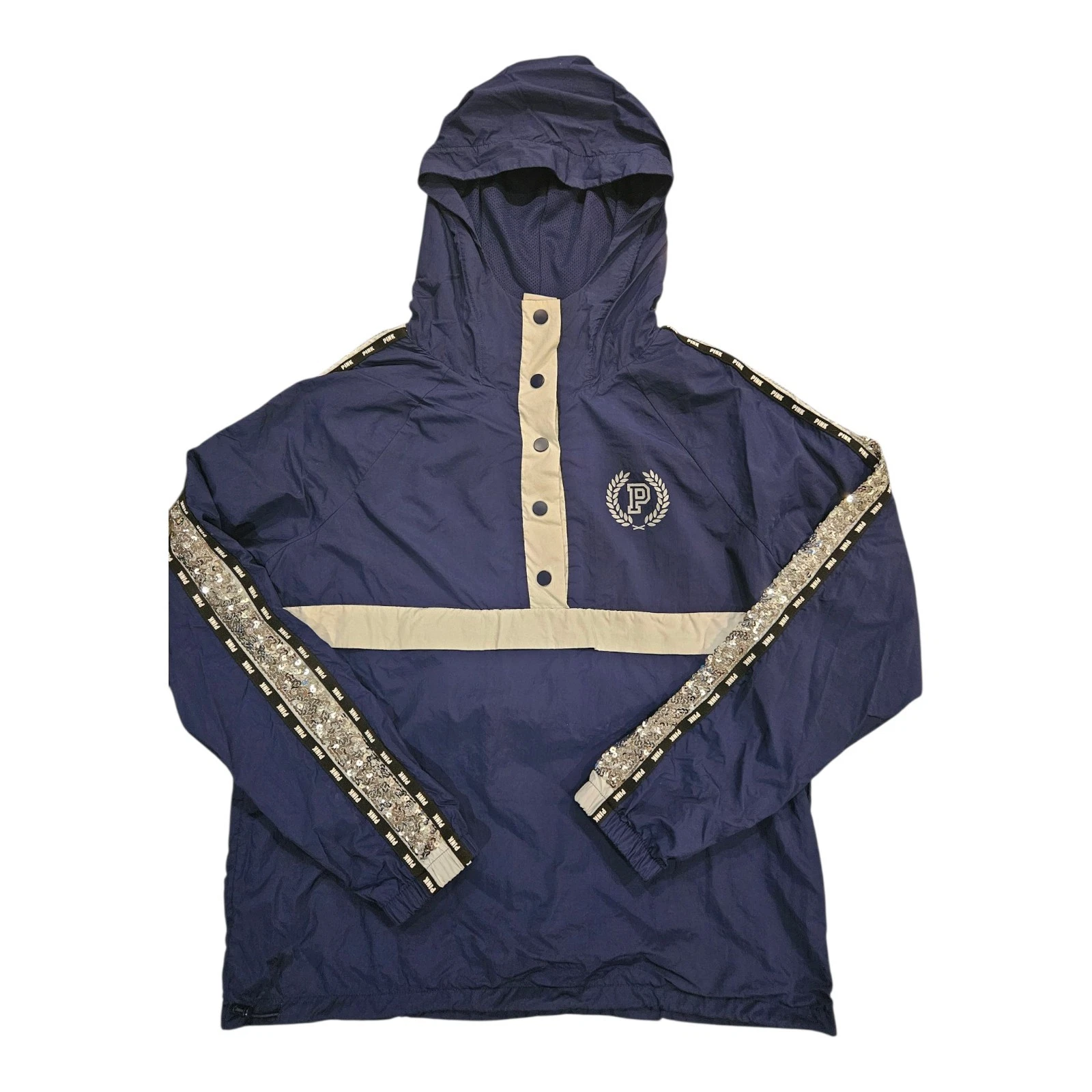 UNDERCOVER Giacca a vento Victoria's Secret ROSA giacca a vento sequenza Bling cappuccio cappotto