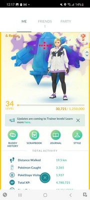 Pokemon Go (Stufe 34) Shiny Legendary Shadow regice (14 Shinys)