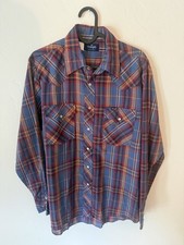 Vtg Wrangler Men s Pearl Snap Western Shirt Plaid Size M Soft Long Sleeve