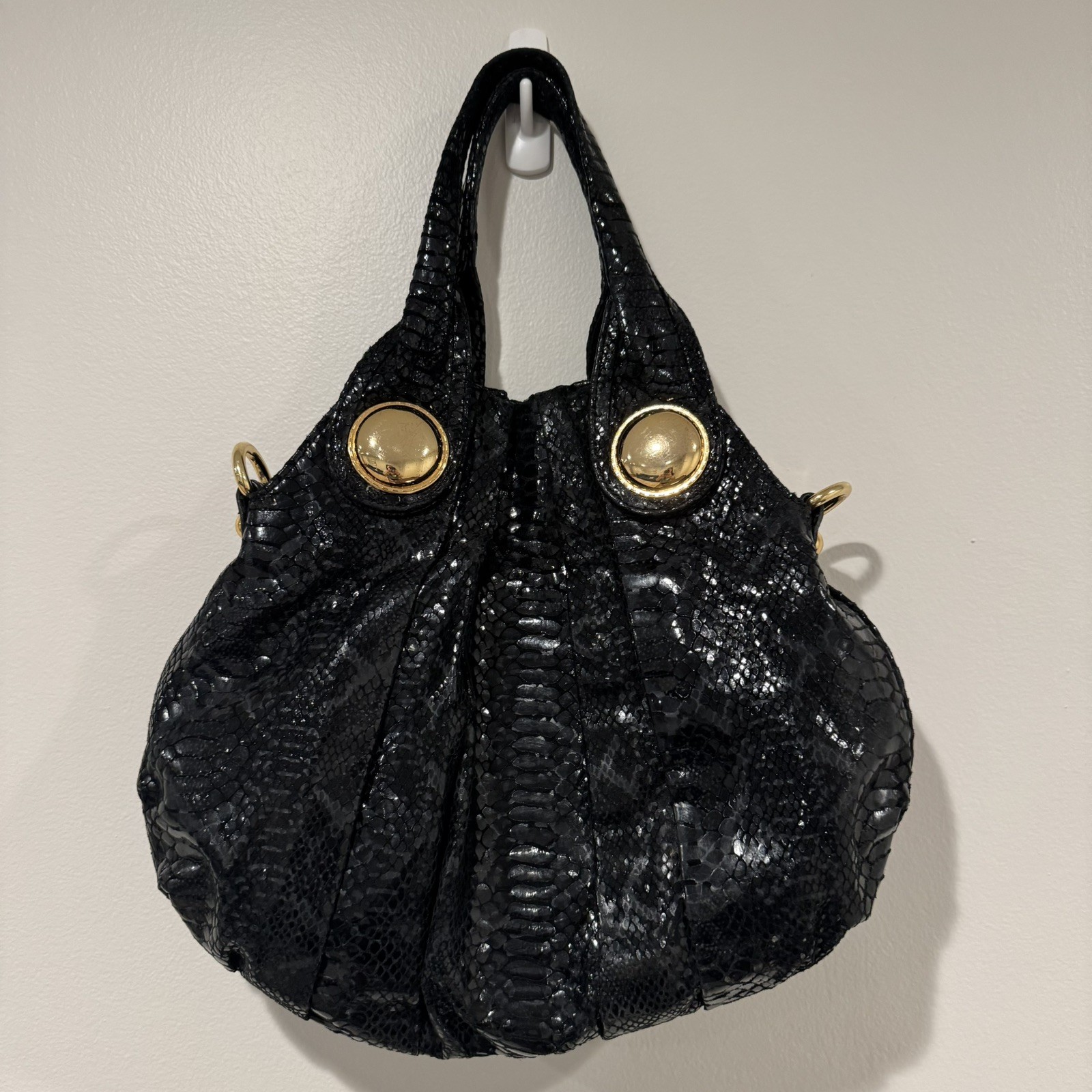 Steven by Steve Madden Y2K Black Python Gold Slou… - image 1