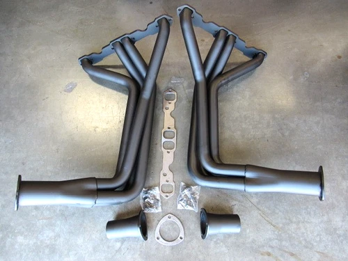 1955-1957 Tri Five Belair SBC Chevy 283-400ci Fender well Headers Black H60105BK