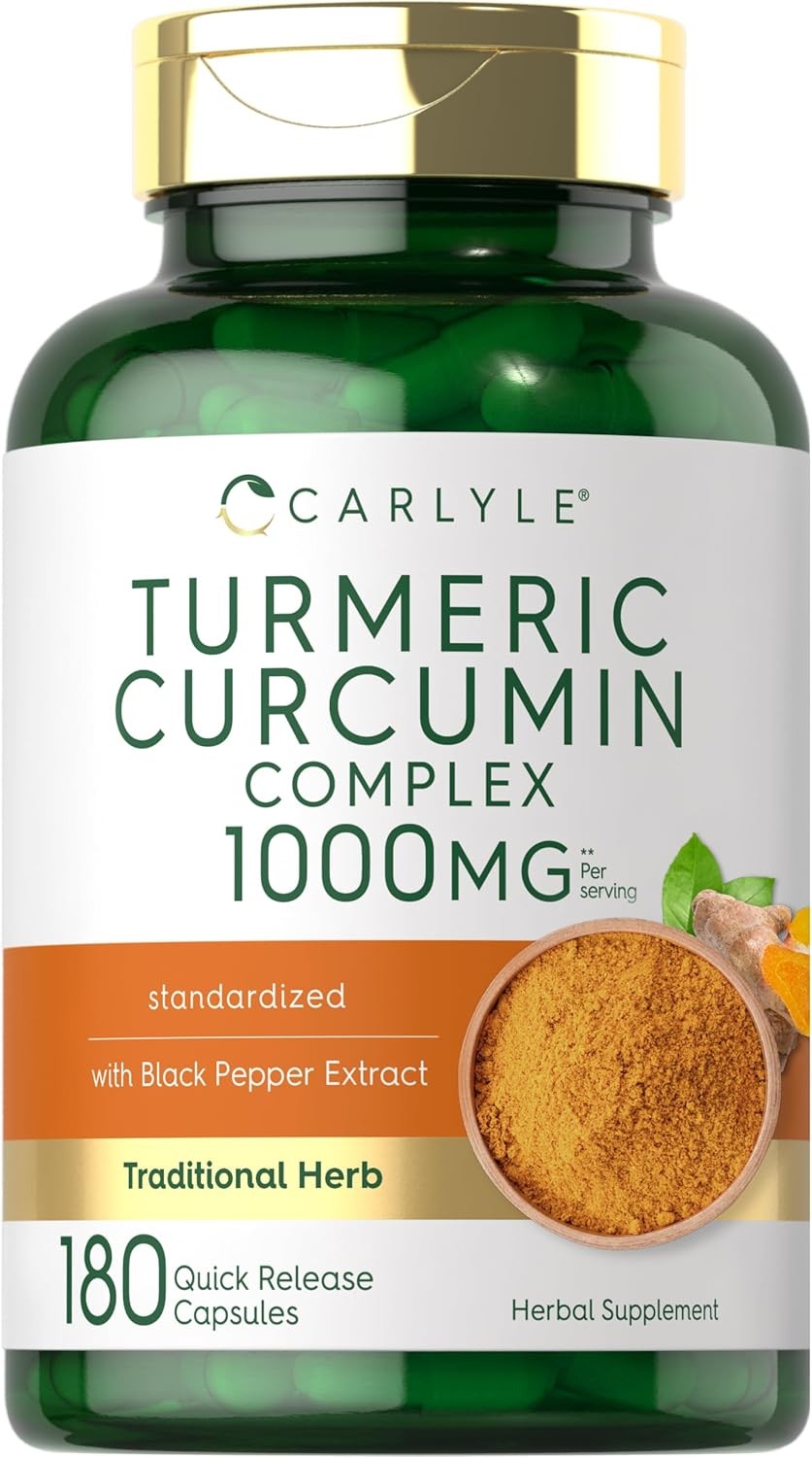 Turmeric Curcumin 1000mg with Black Pepper 180 Capsules by Carlyle