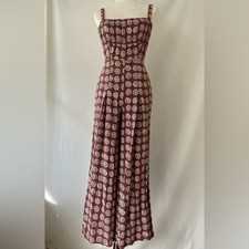 Urban Outfitters Jumpsuit Tie Back Wide Leg Women  s XS Bohemian Hippie Brown