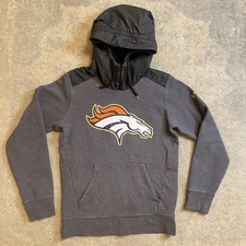 Denver Broncos Hoodie Sweatshirt Mens Small Gray NFL Football Nike Fleece