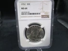1952 US Franklin Silver Half Dollar Coin PCGS MS64