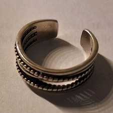 Silver Tone Adjustable Open Ended Beaded Band...
