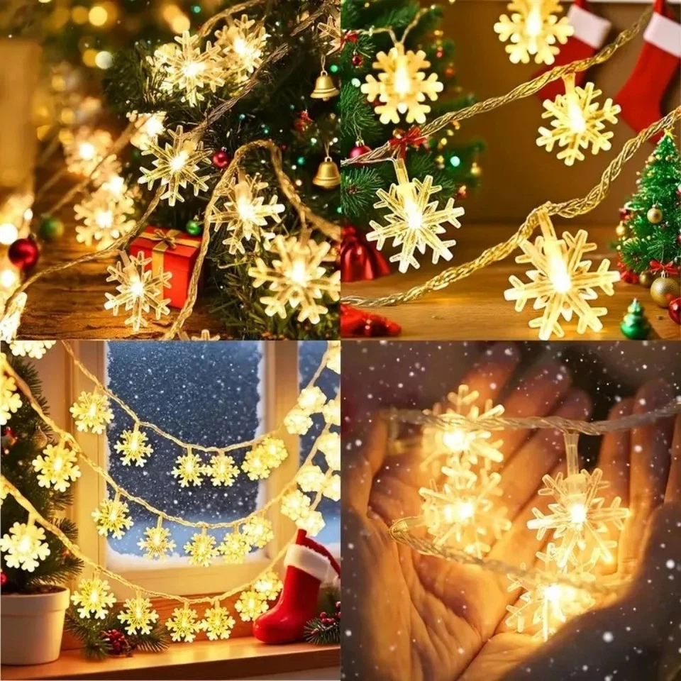 Snowflake LED String Lights Battery Powered Christmas Party Decoration - Image 2 of 4