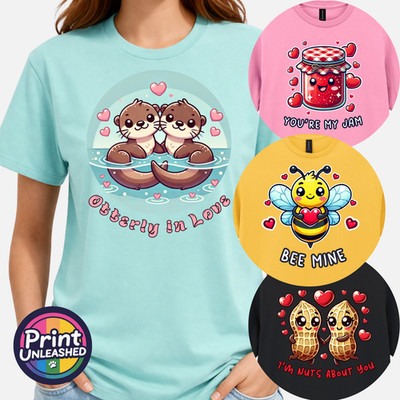 Lustiges Liebesspiel T-Shirt süß romantisch Geschenk Shirt Unisex 5 Designs Biene Mine Otter