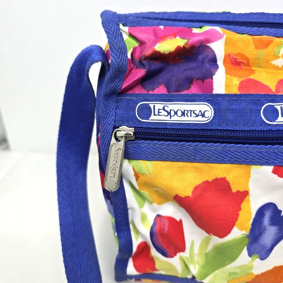 Le SportSac цветочный крест тела сумочка с отделениями нейлона упаковываемый винтажный США - Изображение 3 из 4